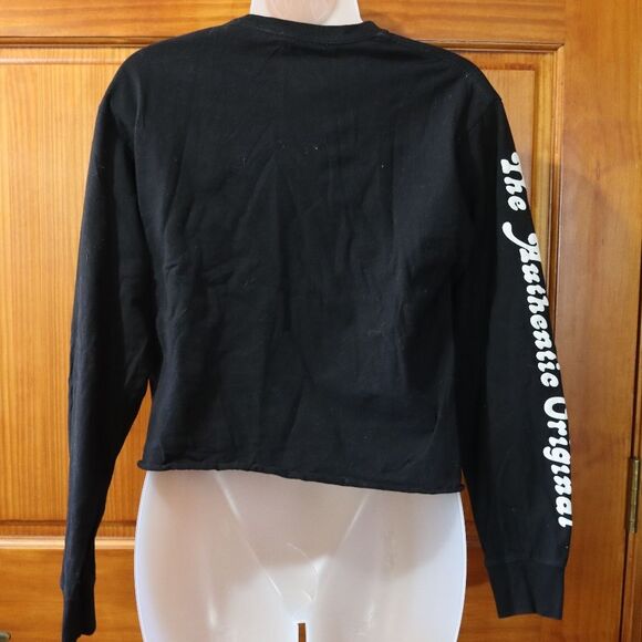 Vans Cropped Long Sleeve Spellout Tee | Small Rose Raw Edge DIY - Picture 8 of 9